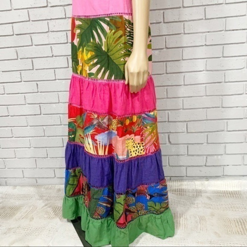 FARM Rio Multicolor Patchwork Maxi Dress - Yellow, Orange, Pink, Green, Purple - Picture 7 of 12